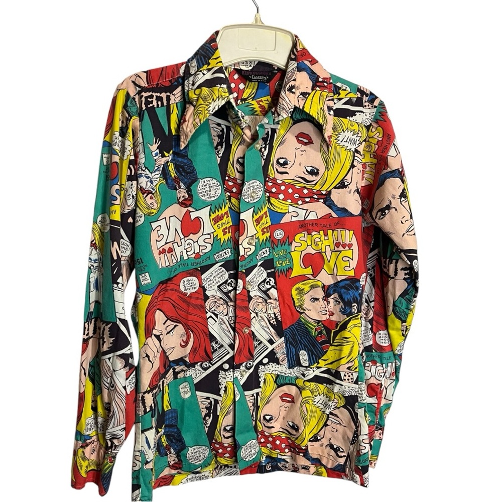 RARE Vintage 70s Campus Comic Book Print Shirt